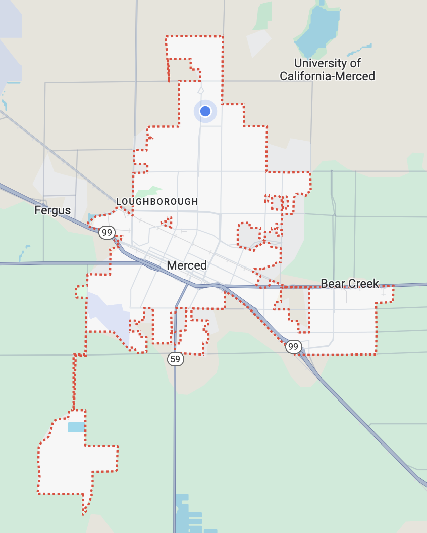 Map of Merced from Google Maps